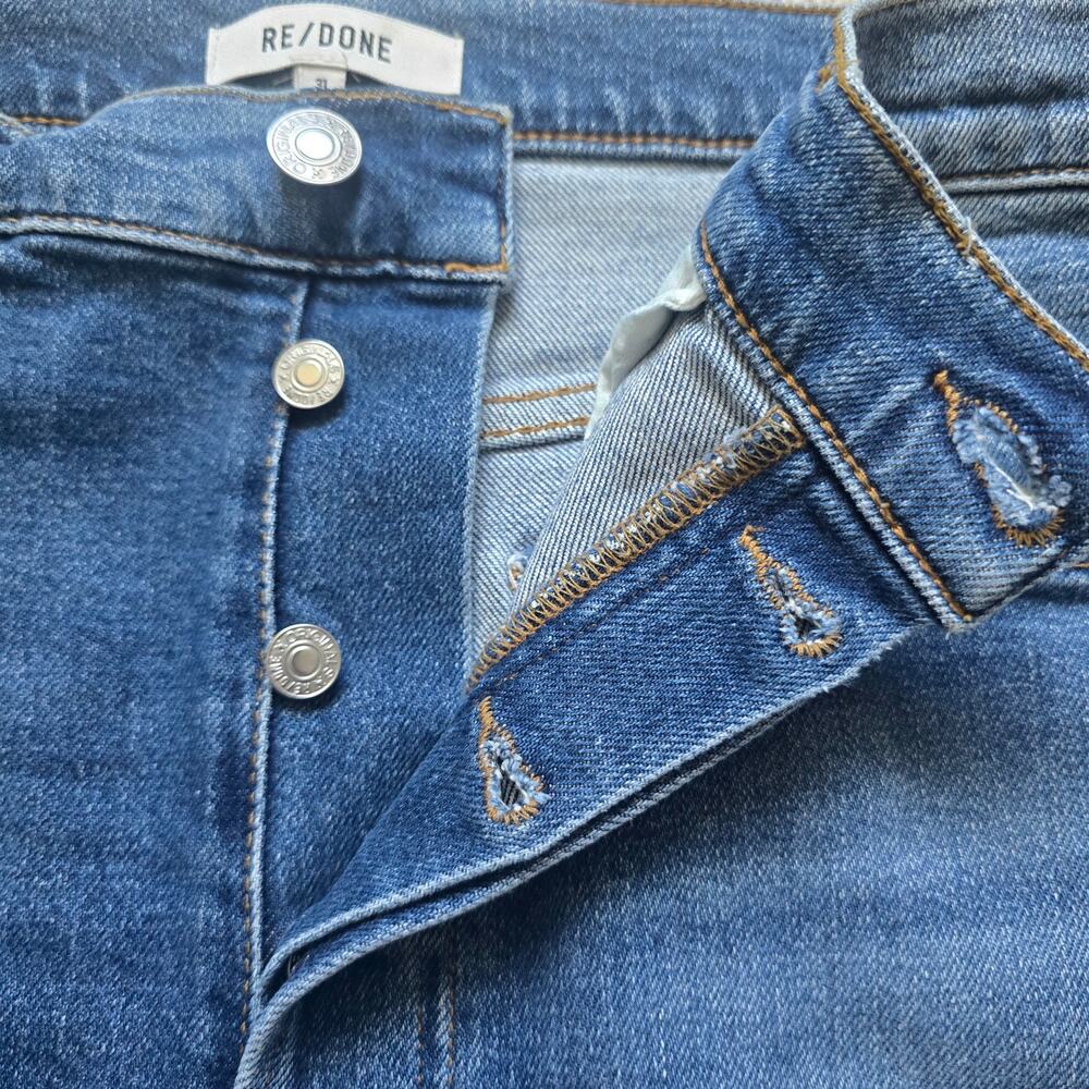 RE/DONE 70s Ultra High Rise Stove Pipe Jeans Size 31 Vintage Indigo Stretch - Picture 6 of 12